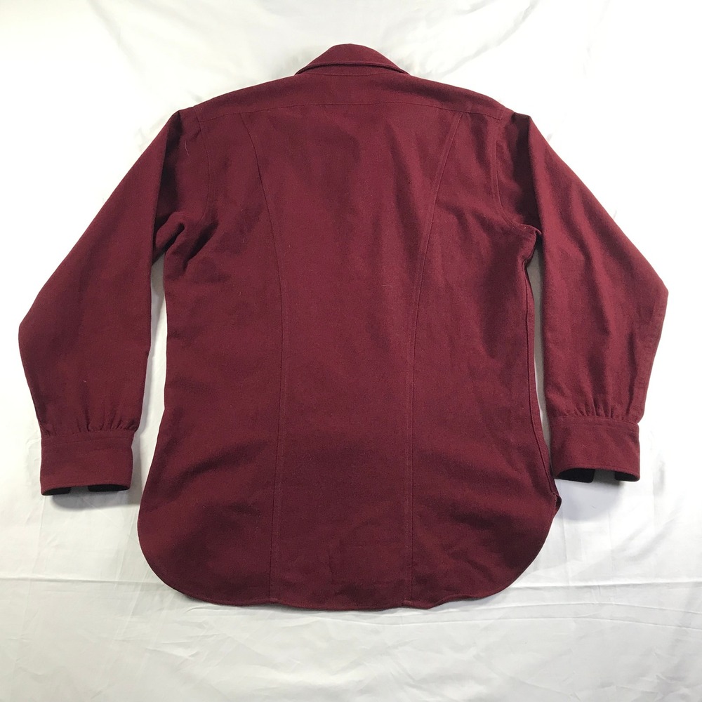 Pendleton Mens Large Burgundy Red Wool Western Pearl Snap Shirt Made in USA - Picture 7 of 9